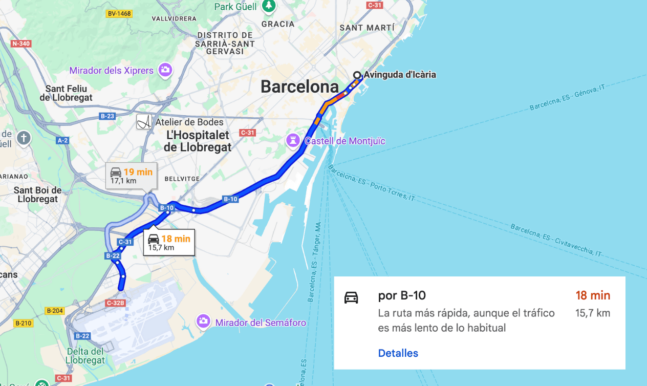 Map showing proximity to airport